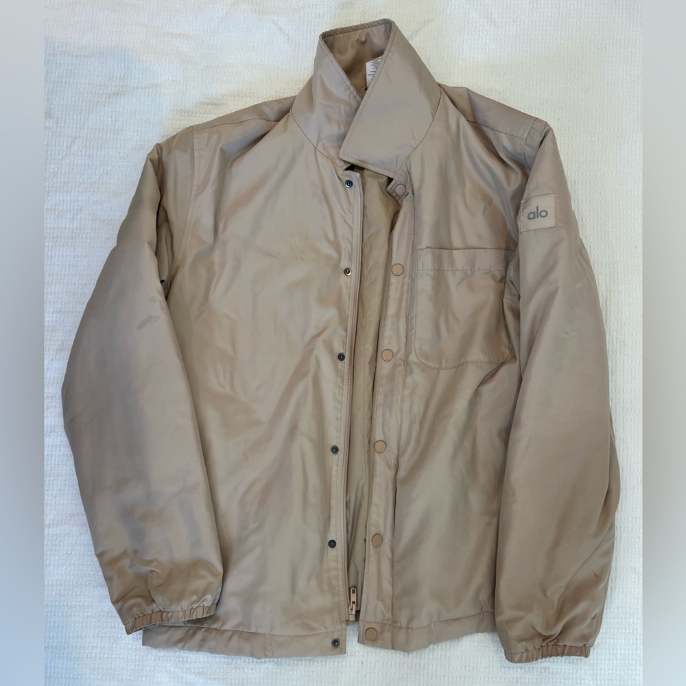 Alo jacket with buttons. Light tan color with pockets